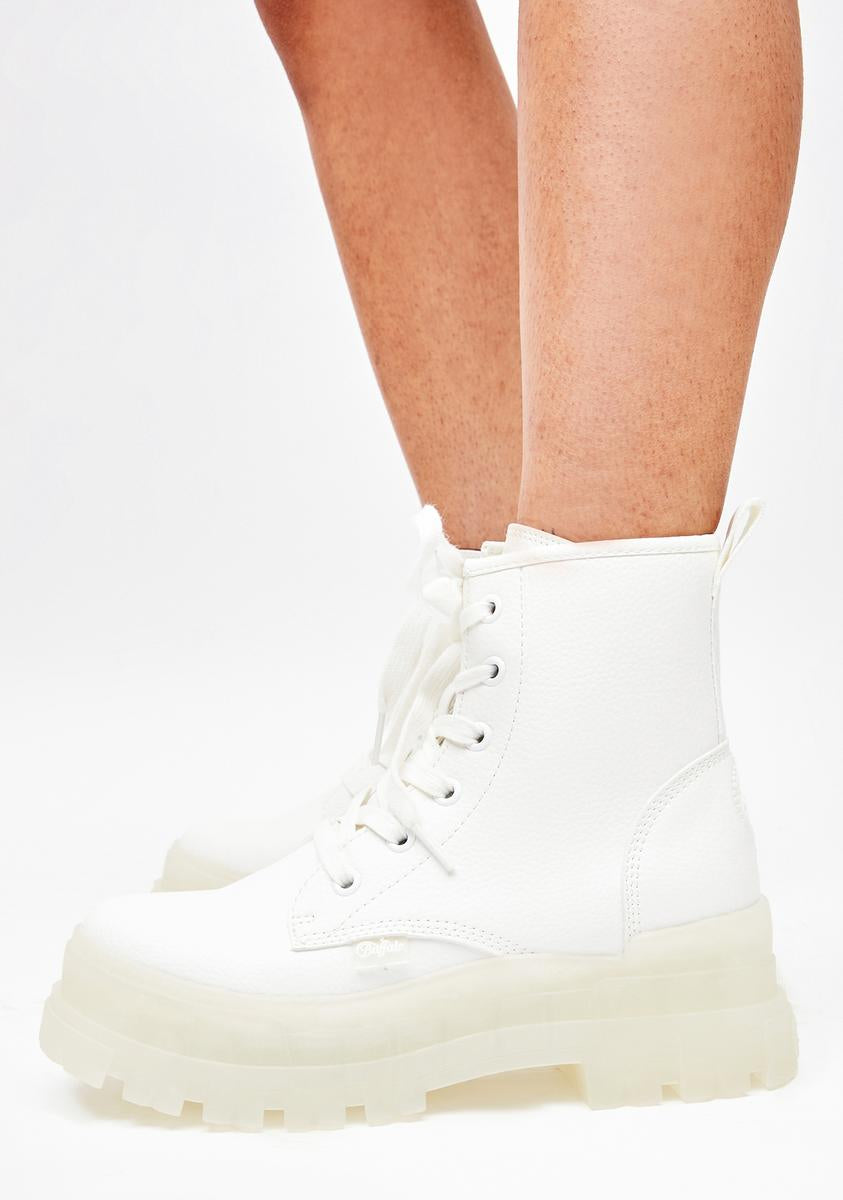 White Aspha Rld Lace Up Boots
