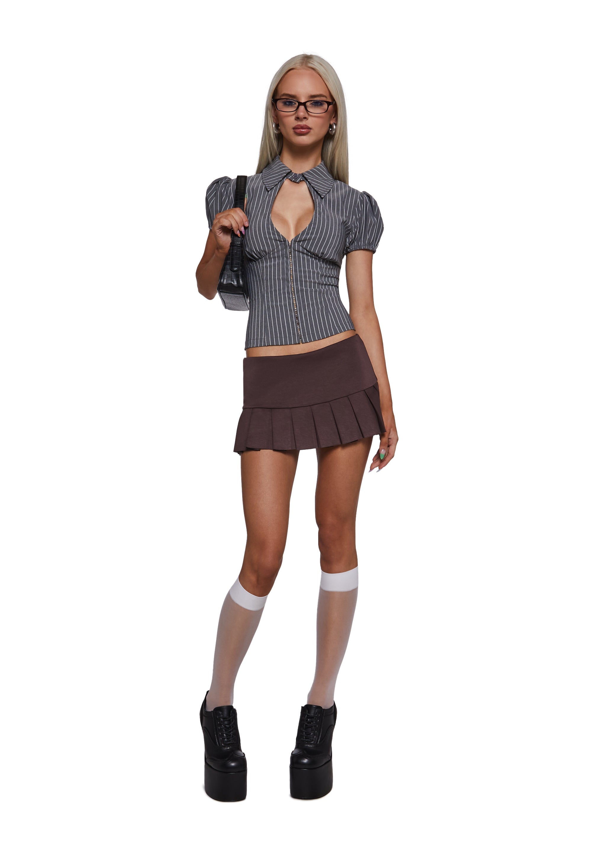 Alternative view of Absolute Trend Poplin Blouse - Gray