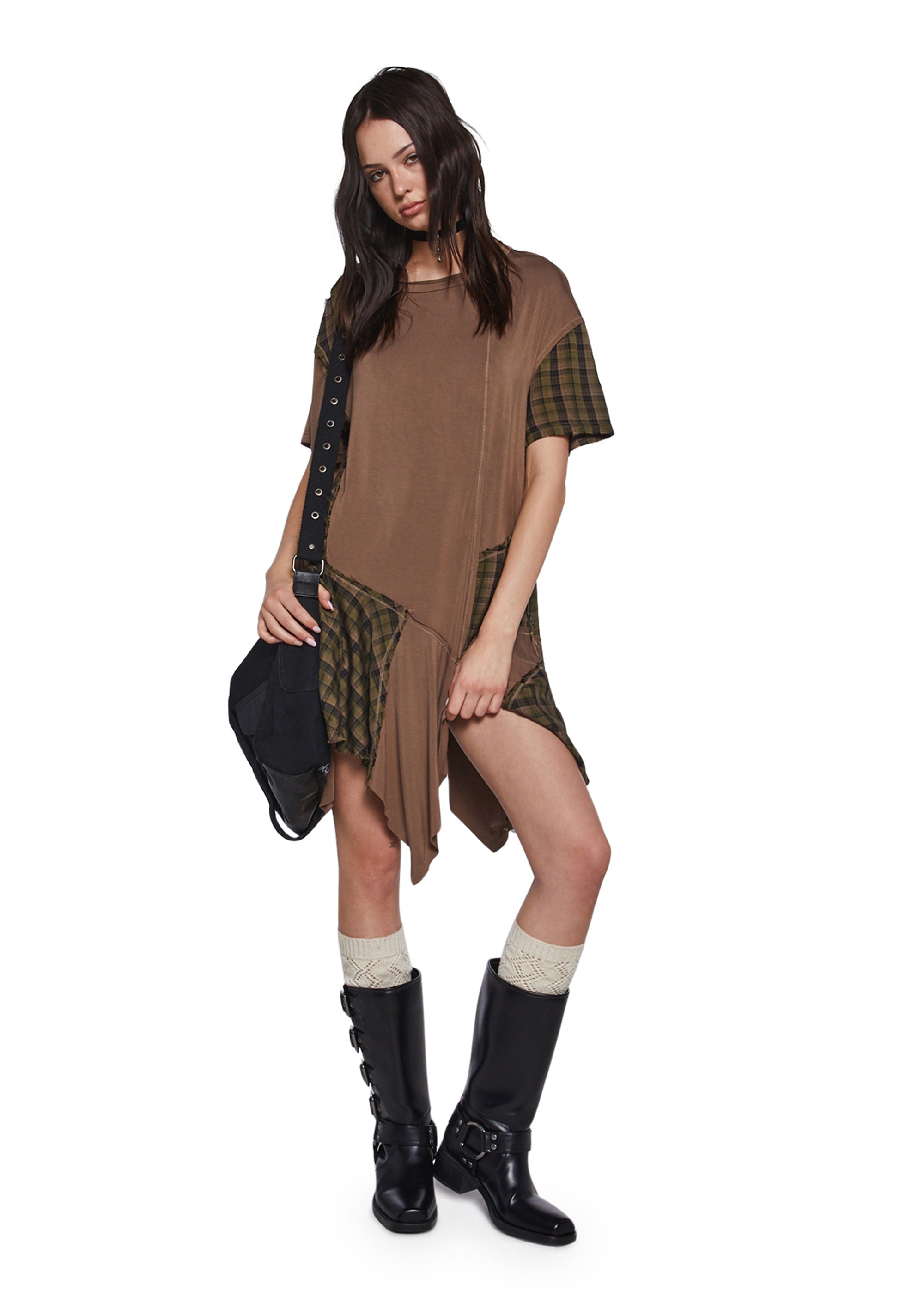 Alternative view of Punk Rebel Baby Doll Dress - Brown