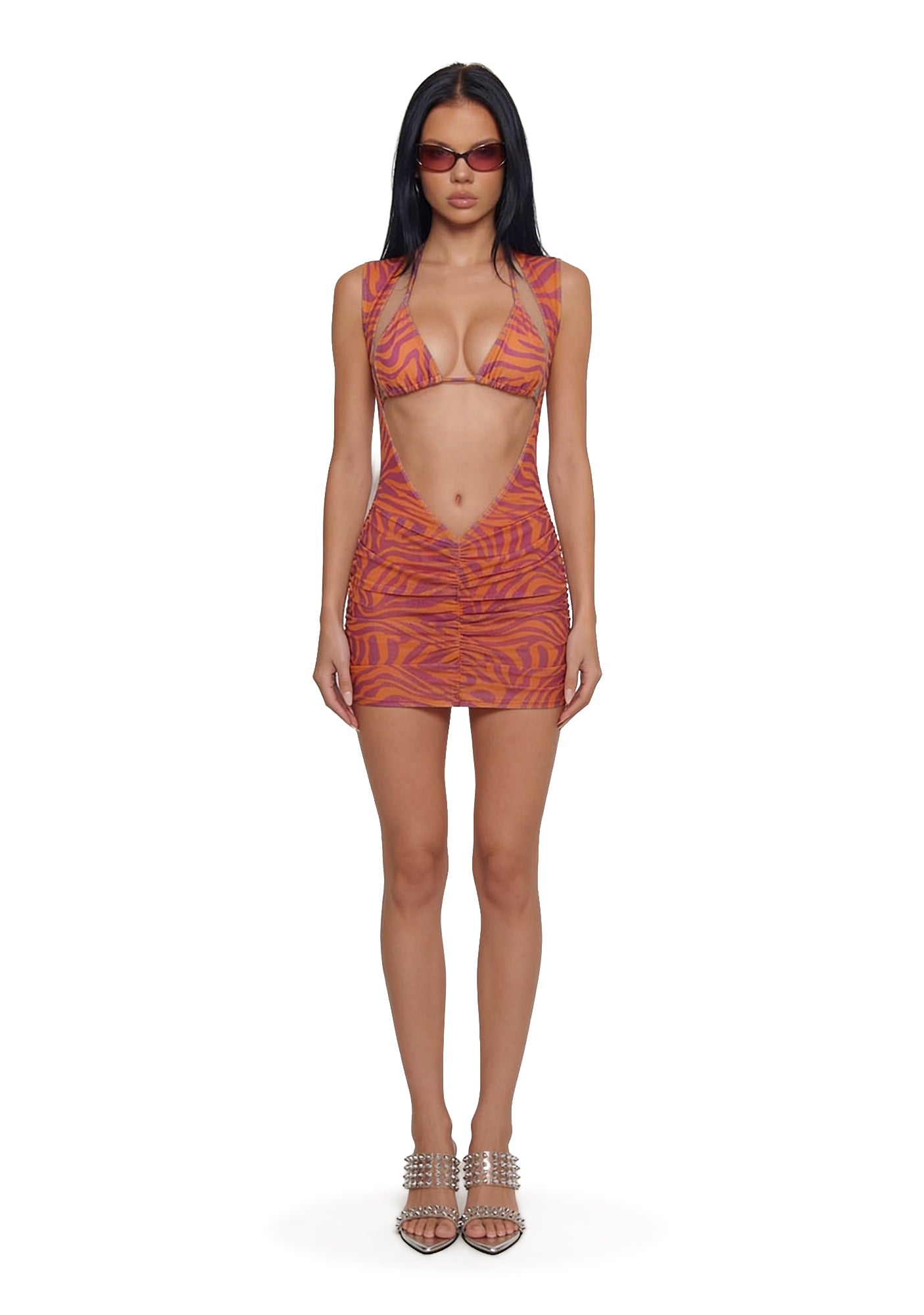 Alternative view of Wild Getaway Coverup Mini Dress - Pink/Orange