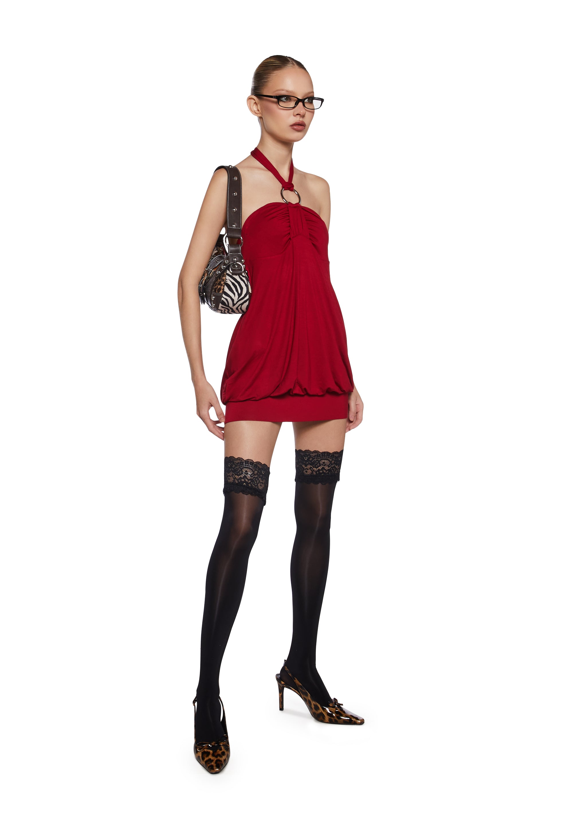 Alternative view of Y2K Bubble Mini Dress - Red
