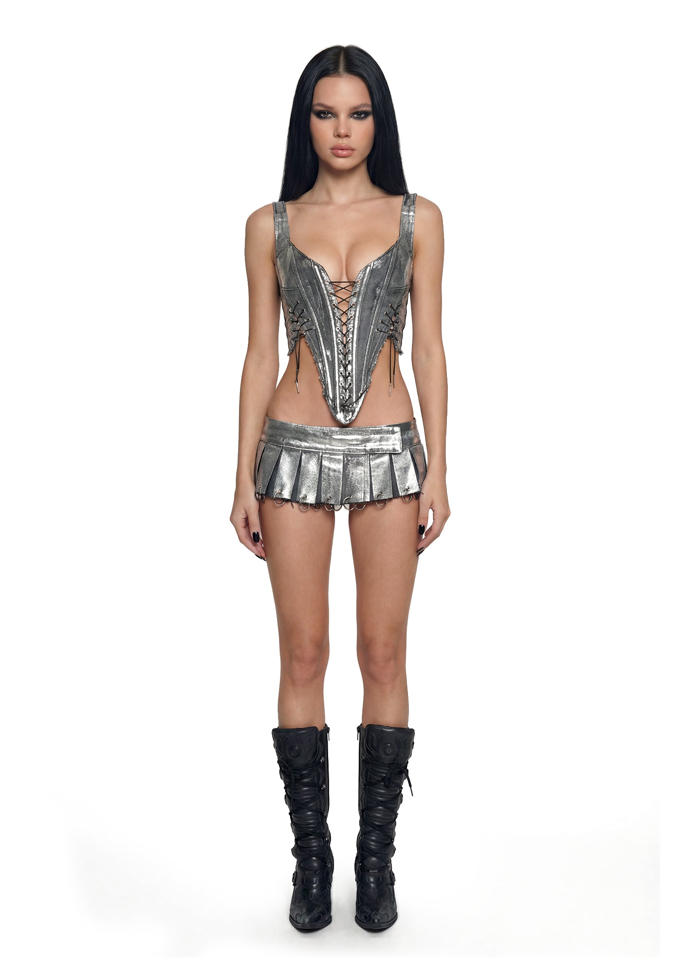 Alternative view of Denim Corset - Silver