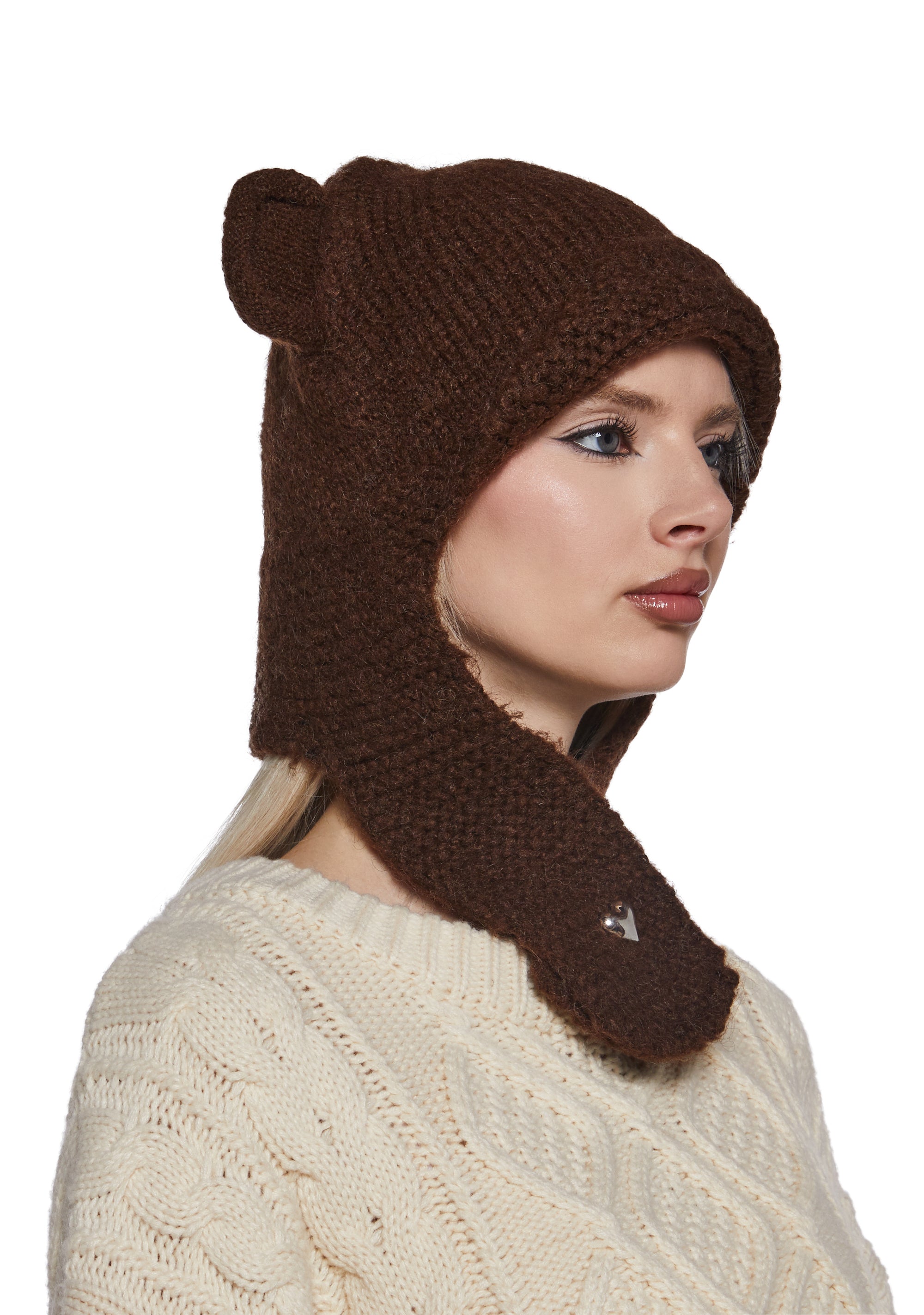 Alternative view of Beary Shy Hood Hat