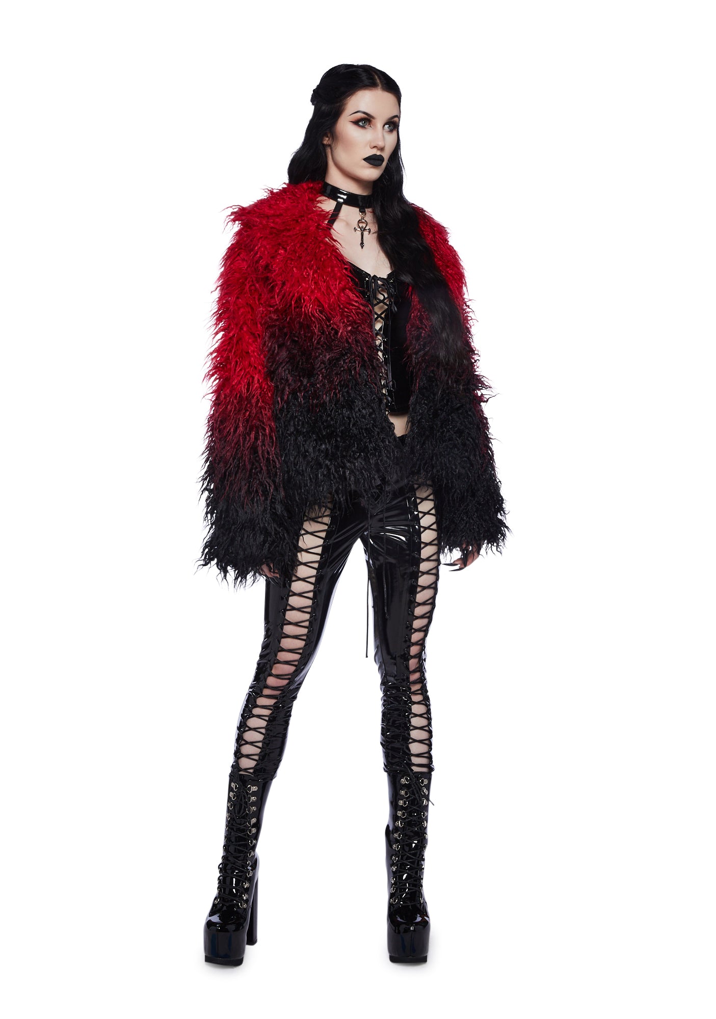 Alternative view of I'd Die Again Ombre Jacket- Red