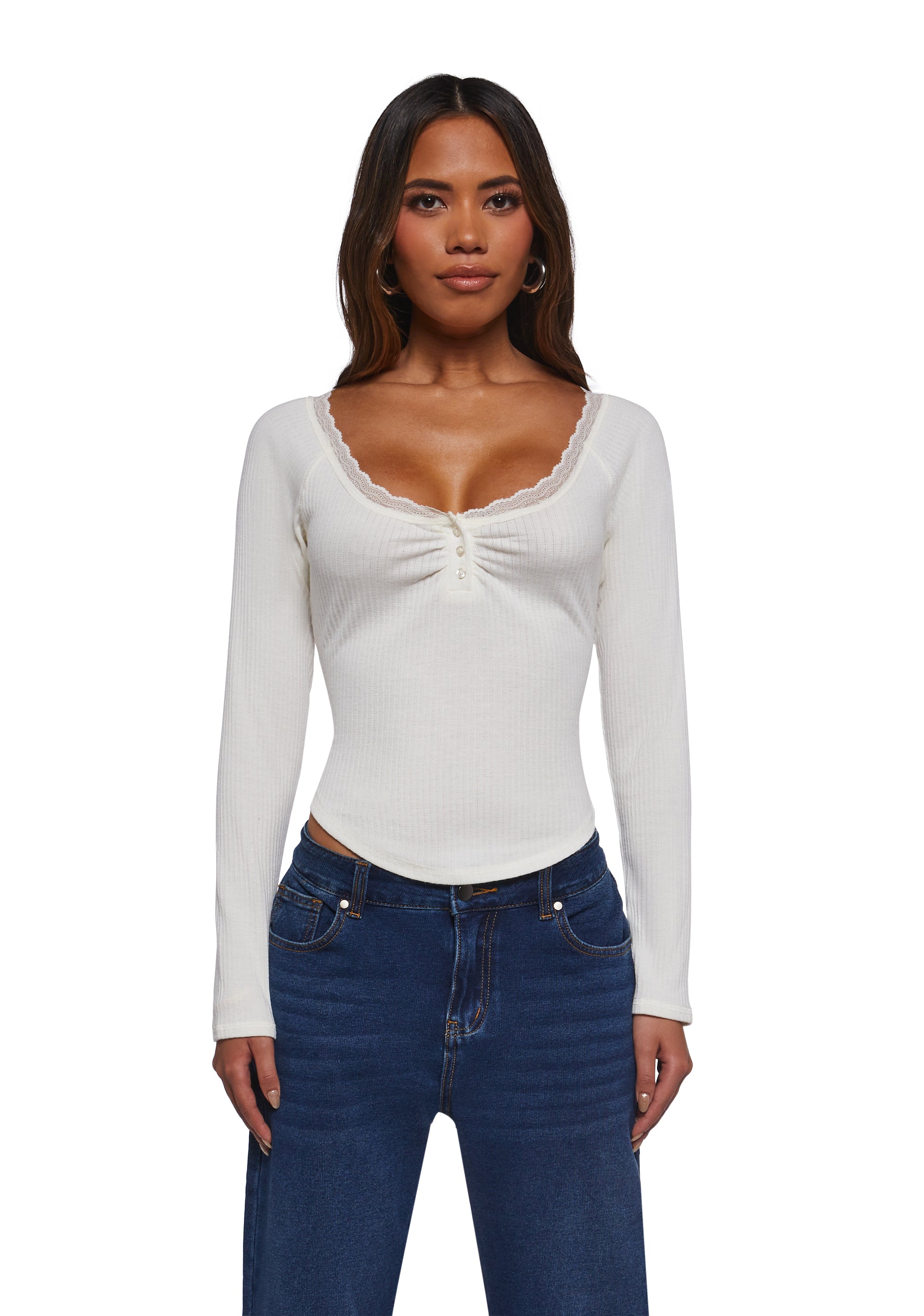Text Me Long Sleeve Top - Ivory