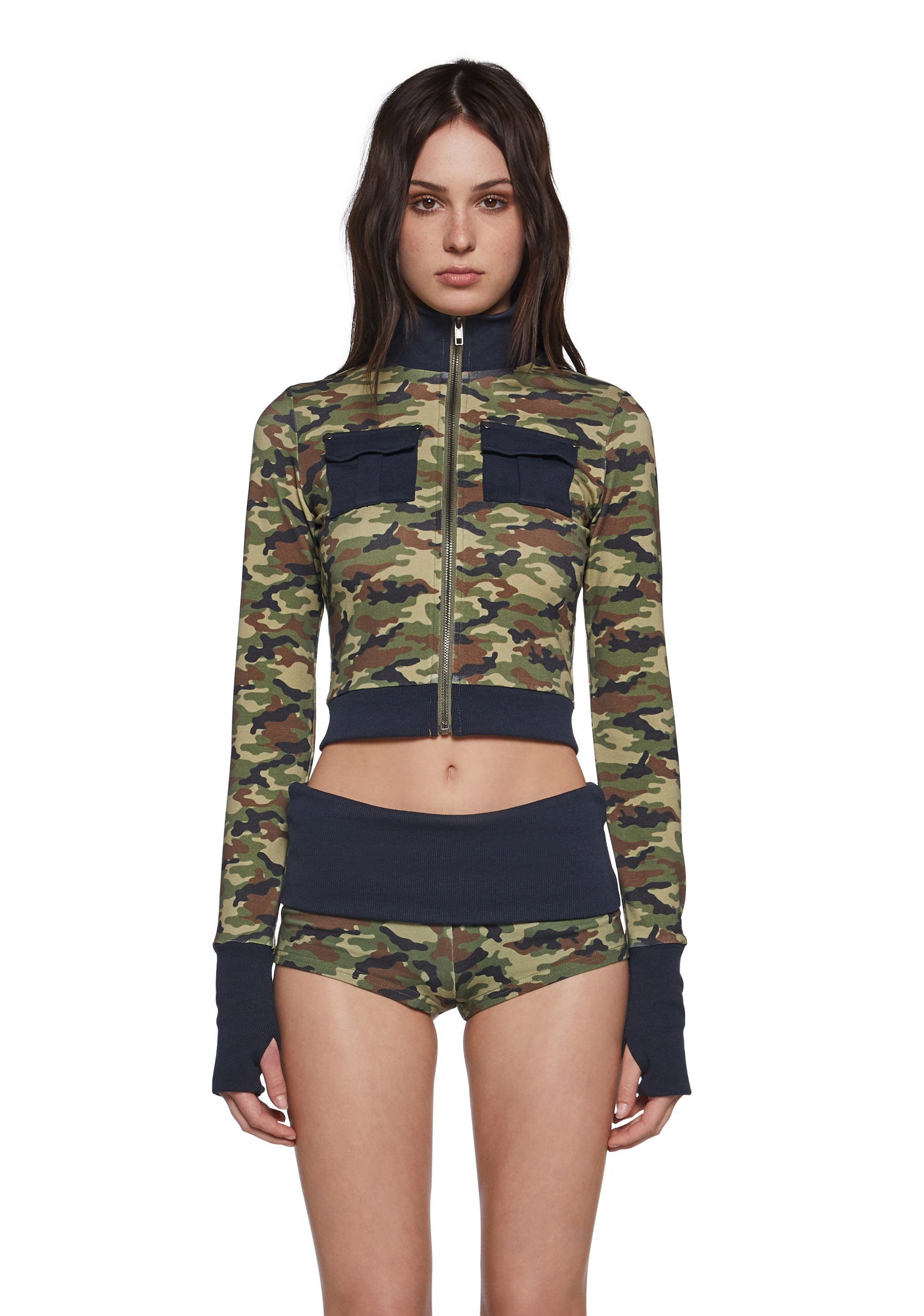 Kristie Camo Zip Up Sweater
