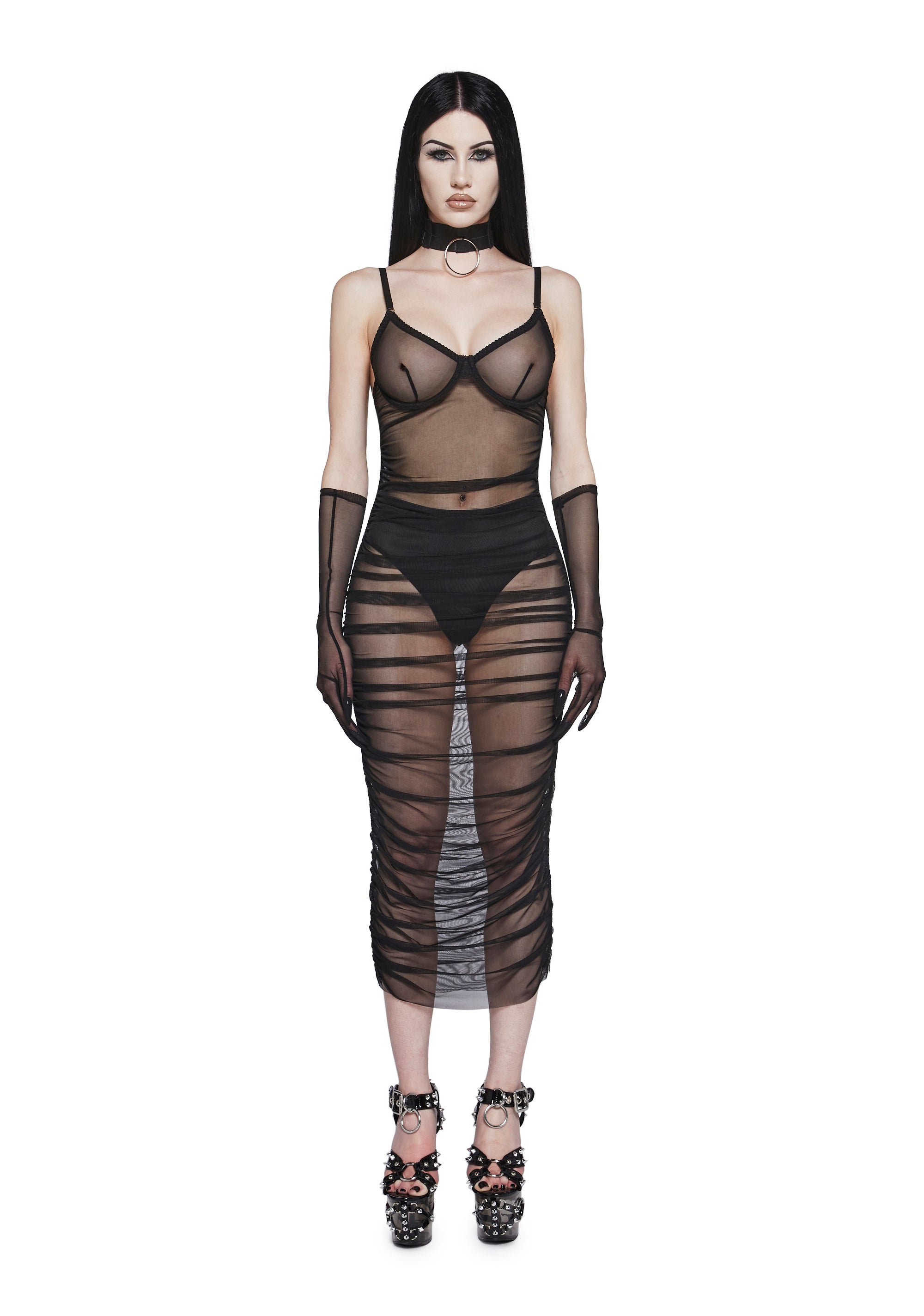 Ruin The Friendship Mesh Dress And Gloves Set