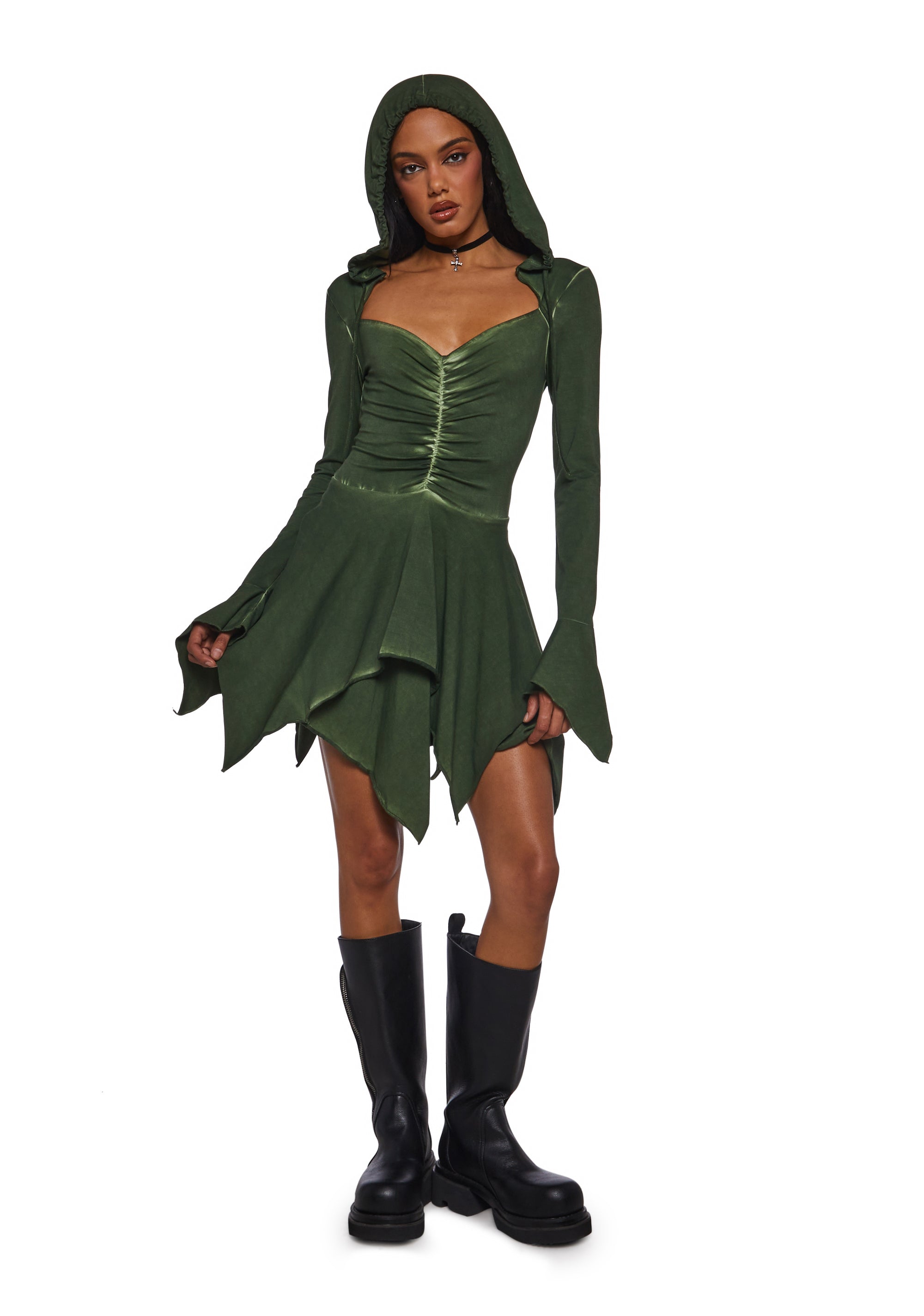 Alternative view of F Is For Fairies® Hooded Mini Dress - Green